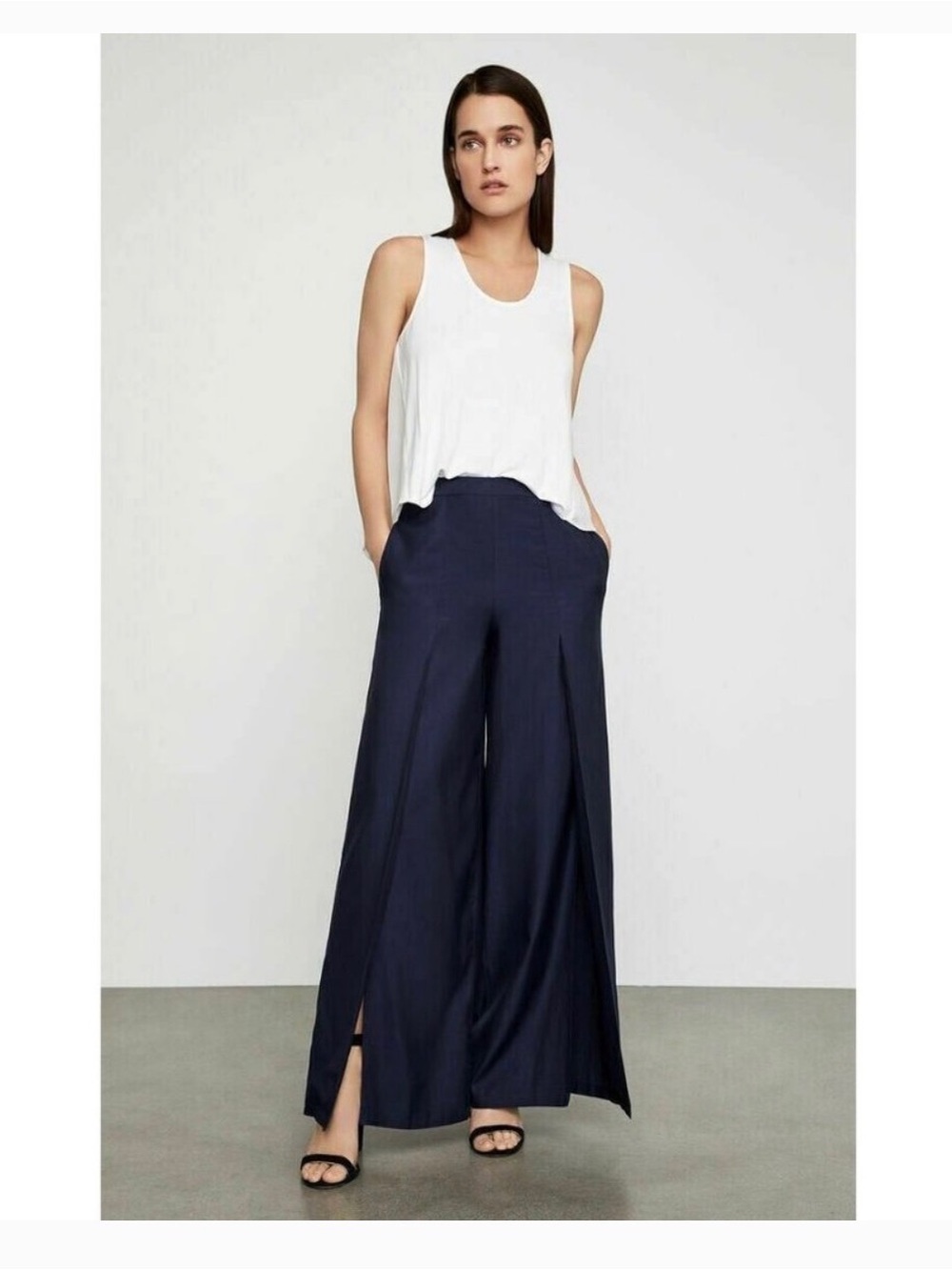 BCBG -Leg Navy Split-Hem Pants - Women